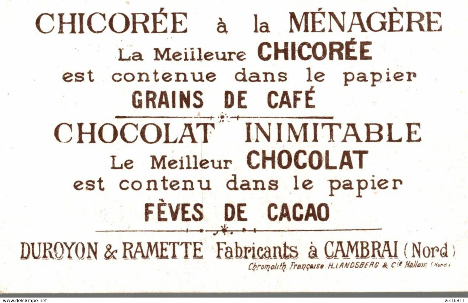 ¨CHROMO CHOCOLAT DUROYON RAMETTE  LA SUISSE - Duroyon & Ramette