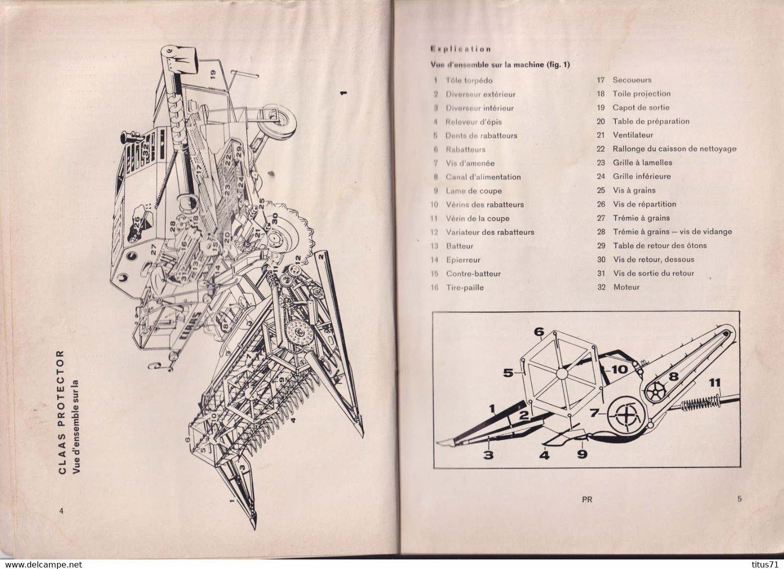 Notice D'utilisation Moissonneuse Batteuse Claas Protector - 160 Pages - Nombreuses Illustrations - Bon état - Machines