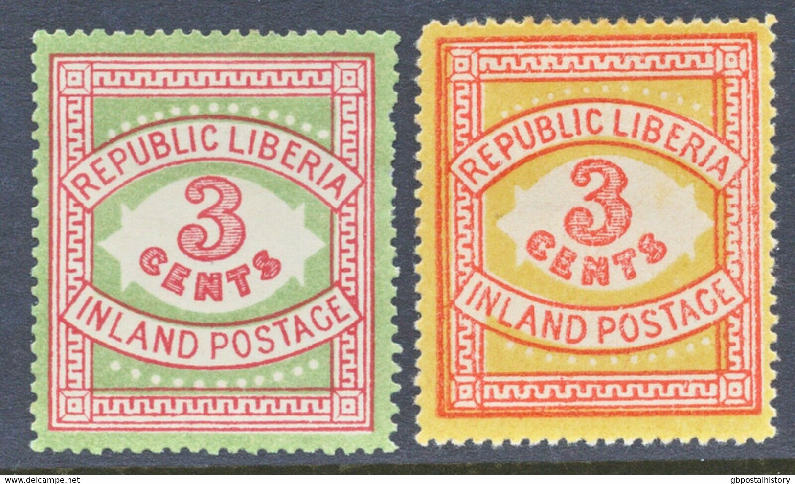 LIBERIA 1897 Digit 3C TypeII (13 Pearls) Superb Unused MAJOR VARIETY WRONG COLOR - Liberia