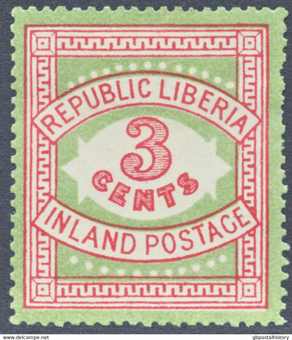 LIBERIA 1897 Digit 3C TypeII (13 Pearls) Superb Unused MAJOR VARIETY WRONG COLOR - Liberia