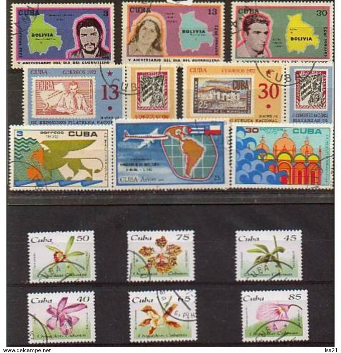 Lot De 14 Timbres CUBA Fleurs Personnalités Avion, Etc - Collezioni & Lotti