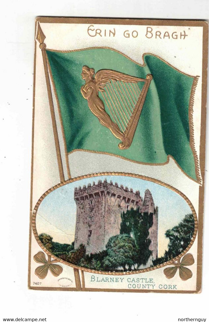 "Erin Go Bragh, Blarney Castle, County Cork", 1911 Postcard, Canada, Split-ring Cancel Waterville New Brunswick - Saint-Patrick's Day