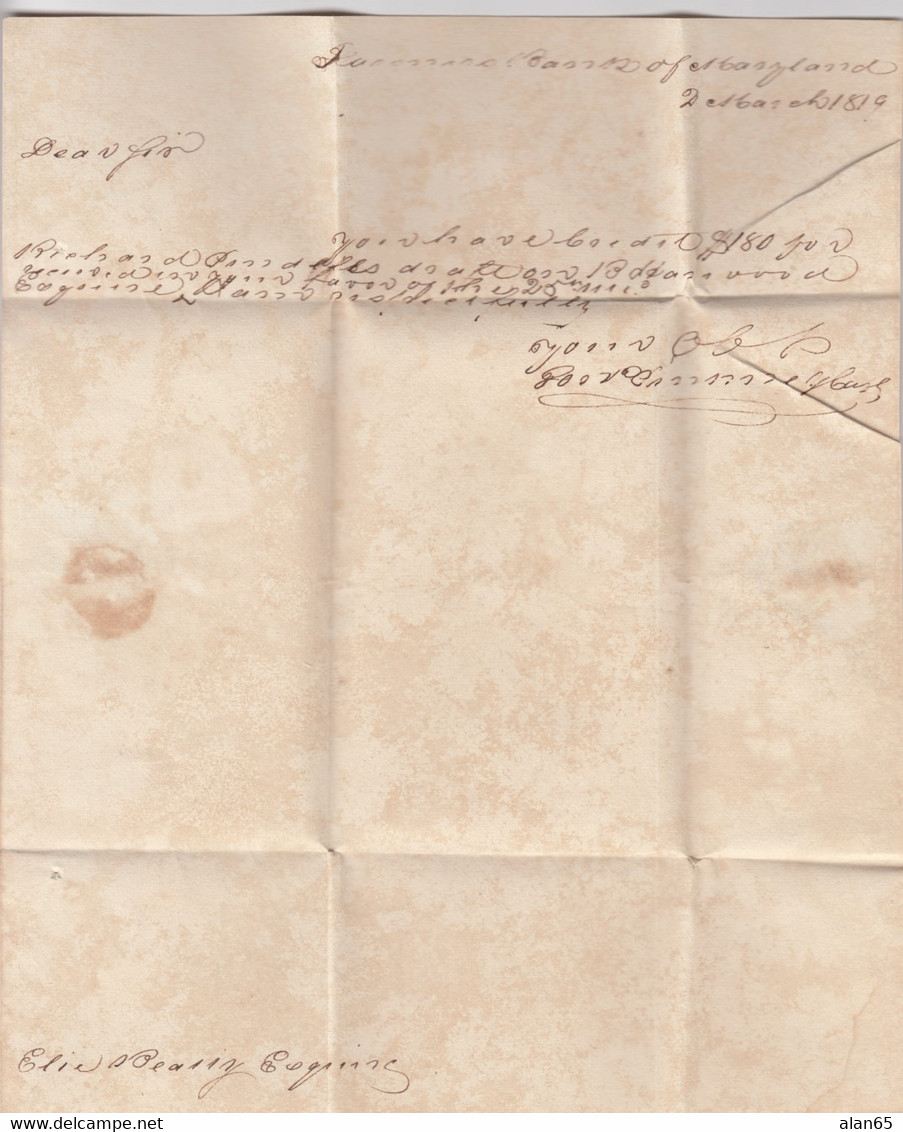 Stampless Cover, Annaps (Annapolis) Md (Maryland) Black Postmark, To Hagers Town (MD), 3 March 1819, 12 1/2c Rate - …-1845 Préphilatélie