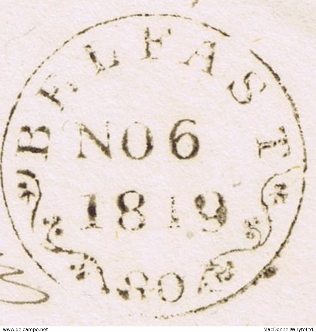 Ireland Belfast 1819 Fancy Mileage Cds BELFAST 80 On Two Letters To Glenarm, One Returning Altered Bank Note "£1 To £3" - Prephilately