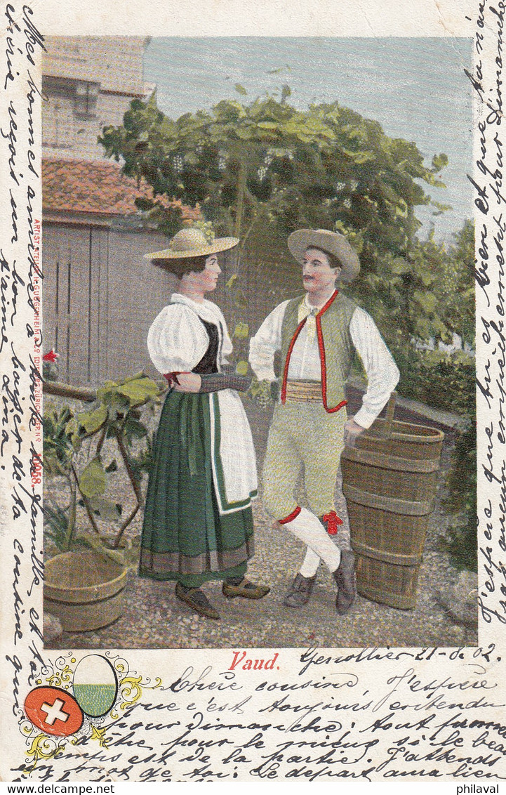 Costumes De Vaud - Oblitérée Givrins Et Genolier Le 22.VIII.02 - Genolier