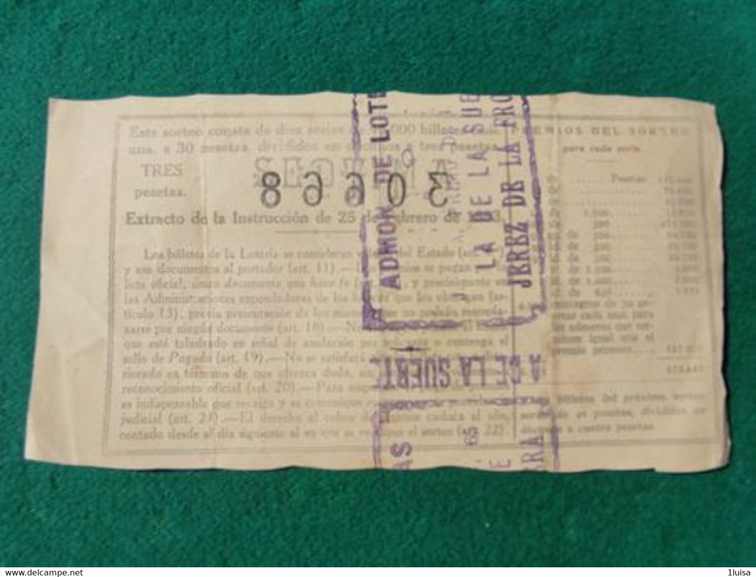 Spagna Lotteria Nazionale 1943 - Da Identificare
