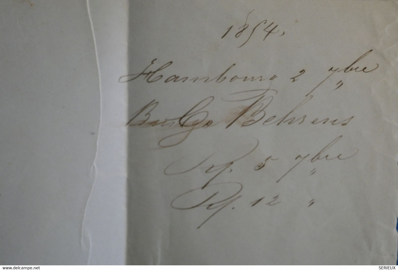 N5 ALLEMAGNE TOUR ET TAXIS BELLE LETTRE 1854 HAMBOURG  POUR BORDEAUX+TAXE MANUSCRITE+ AFFRANCH. INTERESSANT - Lettres & Documents