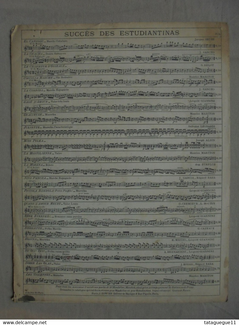 Ancien - Partition Avec Toi Barcarolle De A. Cazaldo Mandoline Et Piano - P-R