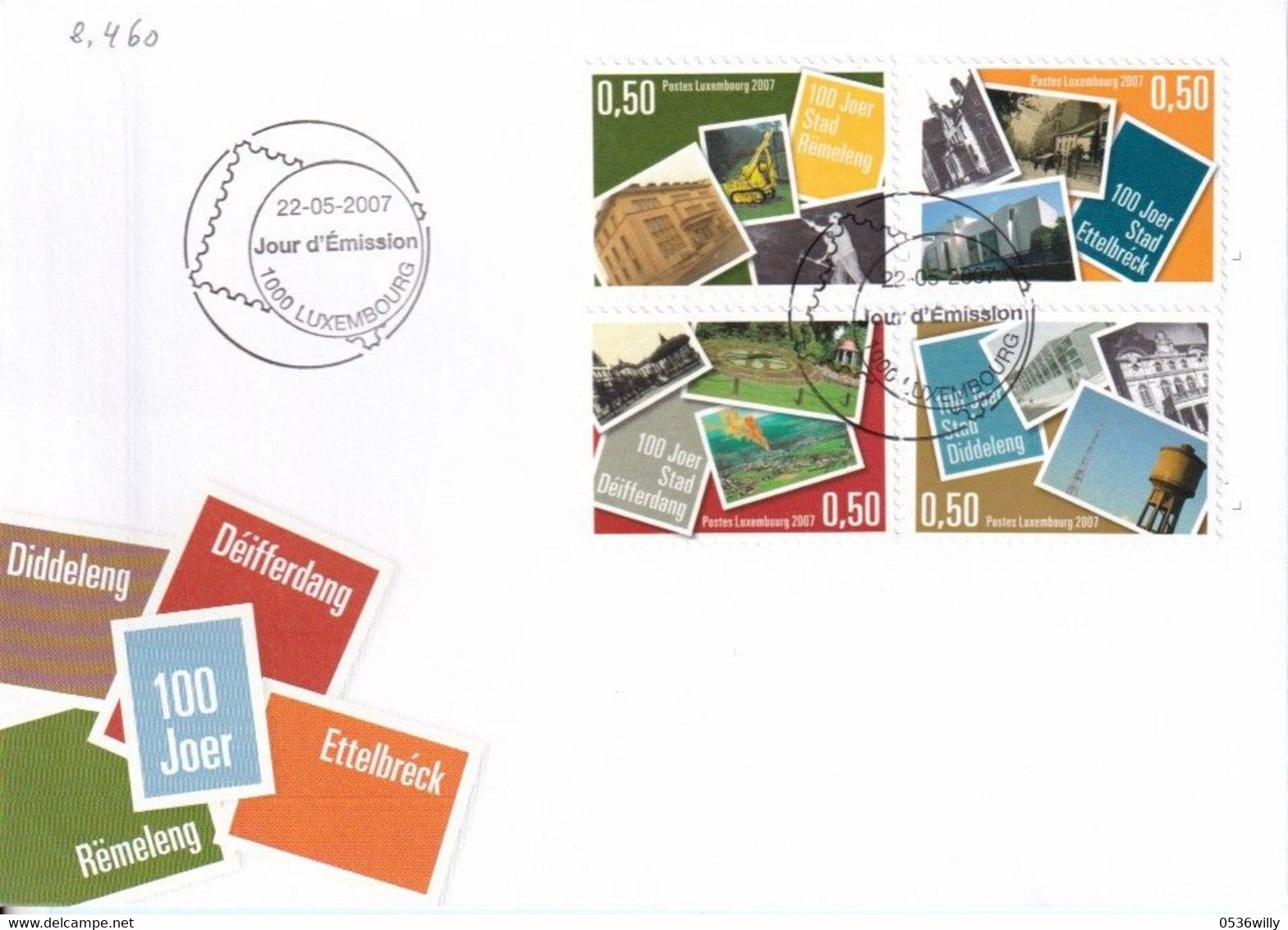 Luxembourg - FDC Stadtrechte Deifferdang, Diddeleng, Ettelbreck, Remeleng (8.460) - Lettres & Documents