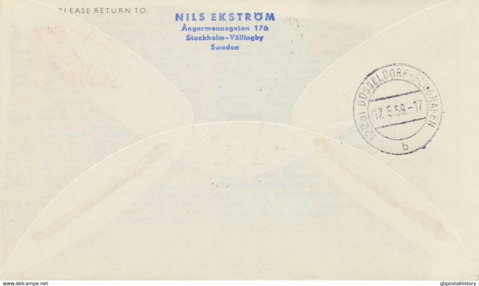 SWEDEN 1959 First Flight SAS First Caravelle Jet Flight "STOCKHOLM - DUSSELDORF" - Lettres & Documents