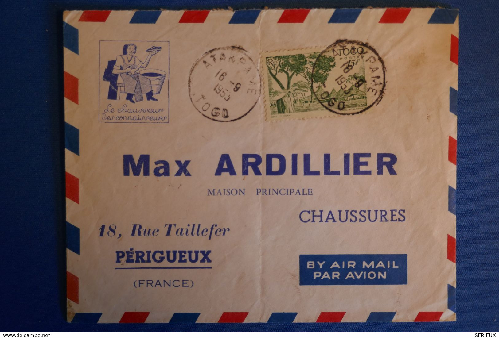 N8 TOGO BELLE LETTRE 1953 PETIT BUREAU ATAKPAMPE PAR  LOME POUR PERIGUEUX + AFFRANCHISSEMENT INTERESSANT - Briefe U. Dokumente