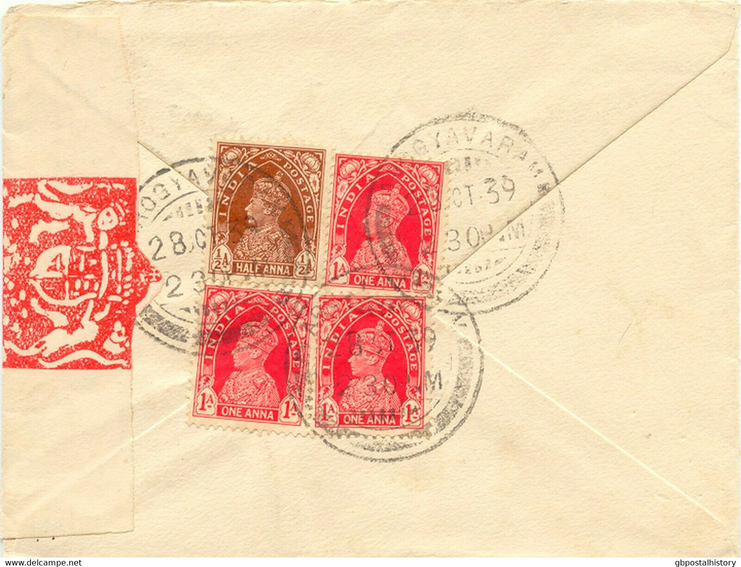 INDIA 1939 George VI 1/2A And 1A (3x) Superb Cover CDS "AROGYAVAR" CENSORSHIP - 1936-47 King George VI