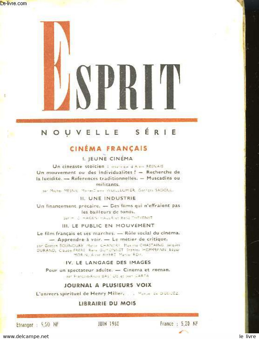 ESPRIT - CINEMA FRANCAIS - COLLECTIF - 1960 - Cinéma / TV