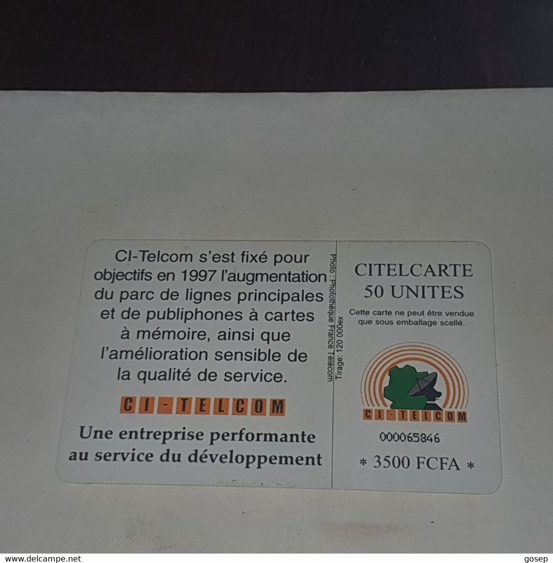 Ivory Coast-CI-CIT-0018/1)-telephone Dial-(2)-(50units)-(000065846)-(tirage-120.000)-used Card+1card Prepiad Free - Ivory Coast