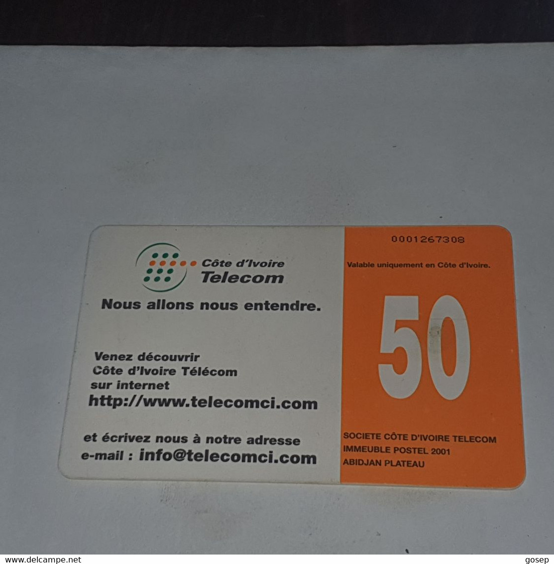 Ivory Coast-CI-CIT-0029A)-cot D'lvoire Internet-(6)-(50units)-(0001267308)-(tirage-?)-used Card+1card Prepiad Free - Ivory Coast