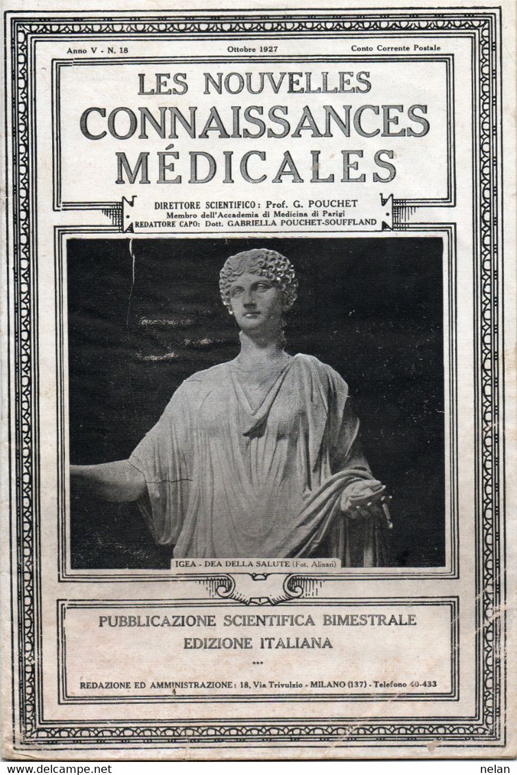 LES NOUVELLES CONNAISSANCE MEDICALES - PUBBLICAZIONE SCIENTIFICA BIMESTRALE EDIZIONE ITALIANA -OTTOBRE 1927 - Health & Beauty