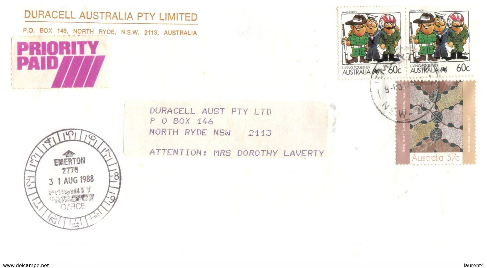 (LL 27) Australia - Priority Paid Covers (2 ) With Living Together Stamps (and Others) 1988 - Other & Unclassified