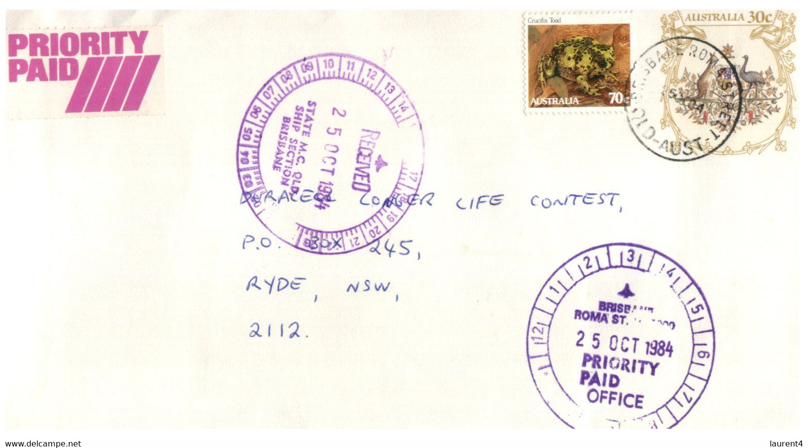 (LL 27) Australia - Priority Paid Covers (2 ) With Living Together Stamps / Frog (on Pre-paid Covers) 1984 & 89 - Andere & Zonder Classificatie