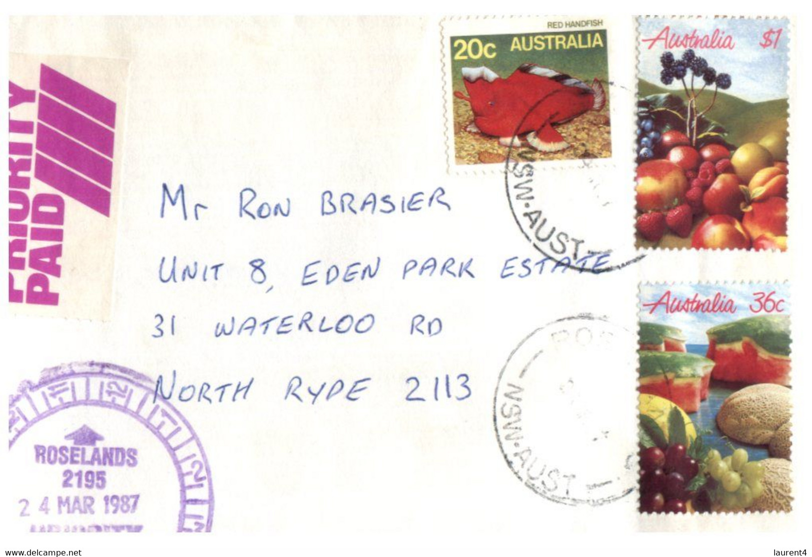 (LL 27) Australia - Priority Paid Covers (2 ) With Fruits / Fish / Butterfly (with 1 Pre-paid Covers) 1987 - Other & Unclassified