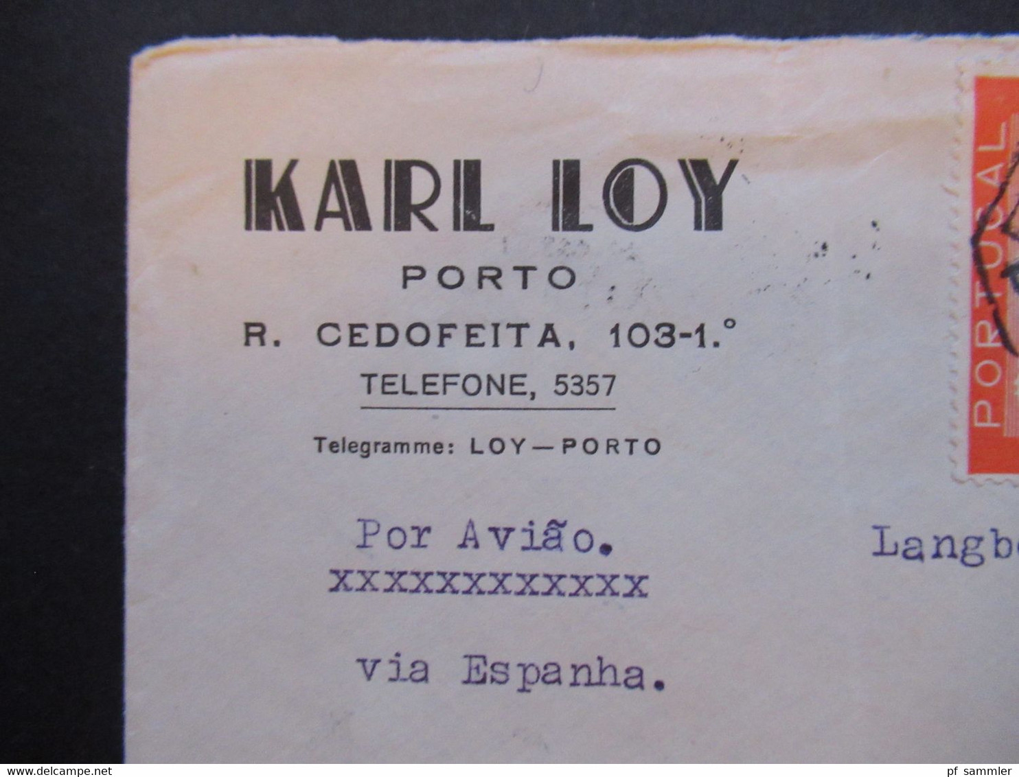 Portugal 1940 Zensurbeleg OKW Mehrfachzensur Umschlag Karl Loy Porto - Leipzig Flugpostmarke Nr. 592 (3) MiF - Covers & Documents