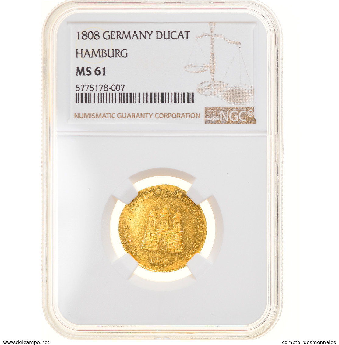 Monnaie, Etats Allemands, HAMBURG, Ducat, 1808, Hambourg, NGC, MS61, SUP+, Or - Gold Coins