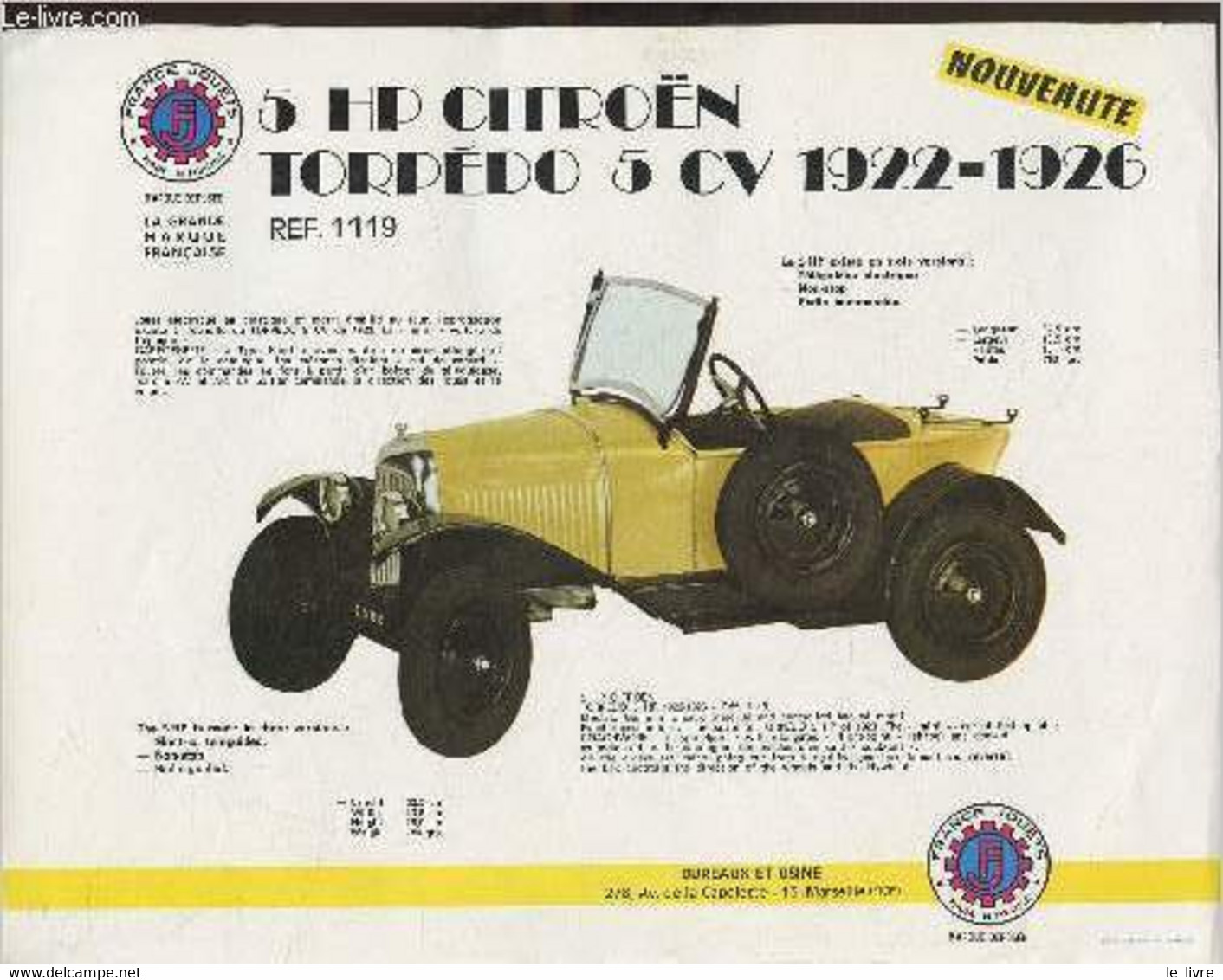 Affiche Promotionnelle/ Modèle Réduit- 5 HP Citroën Torpédo 5CV 1922-1926 - Collectif - 0 - Modelbouw