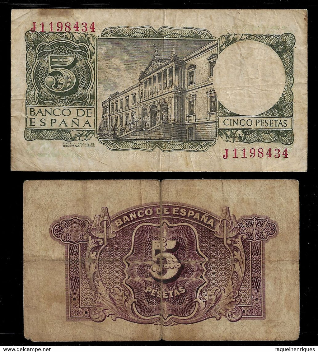 SPAIN BANKNOTE - 2 USED NOTES 5 PESETAS 1935 - 1954 P#85a-146a F (NT#03) - 10 Pesetas