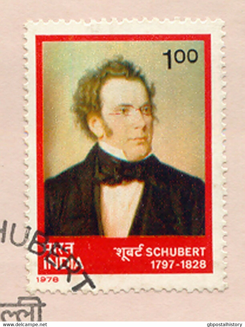 INDIA 1978 150th Anniversary Of Franz Schubert 's Death1 R Superb FDC VARIETY - Variétés Et Curiosités