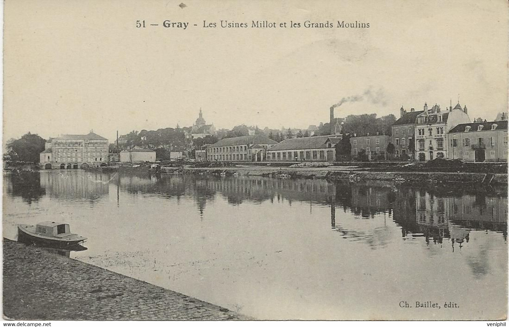 GRAY - HTE SAONE - LES USINES MILLOT ET LES GRANDS MOULINS -AU DOS CACHET TRESOR ET POSTE -SECTEUR POSTAL 44 - - Gray