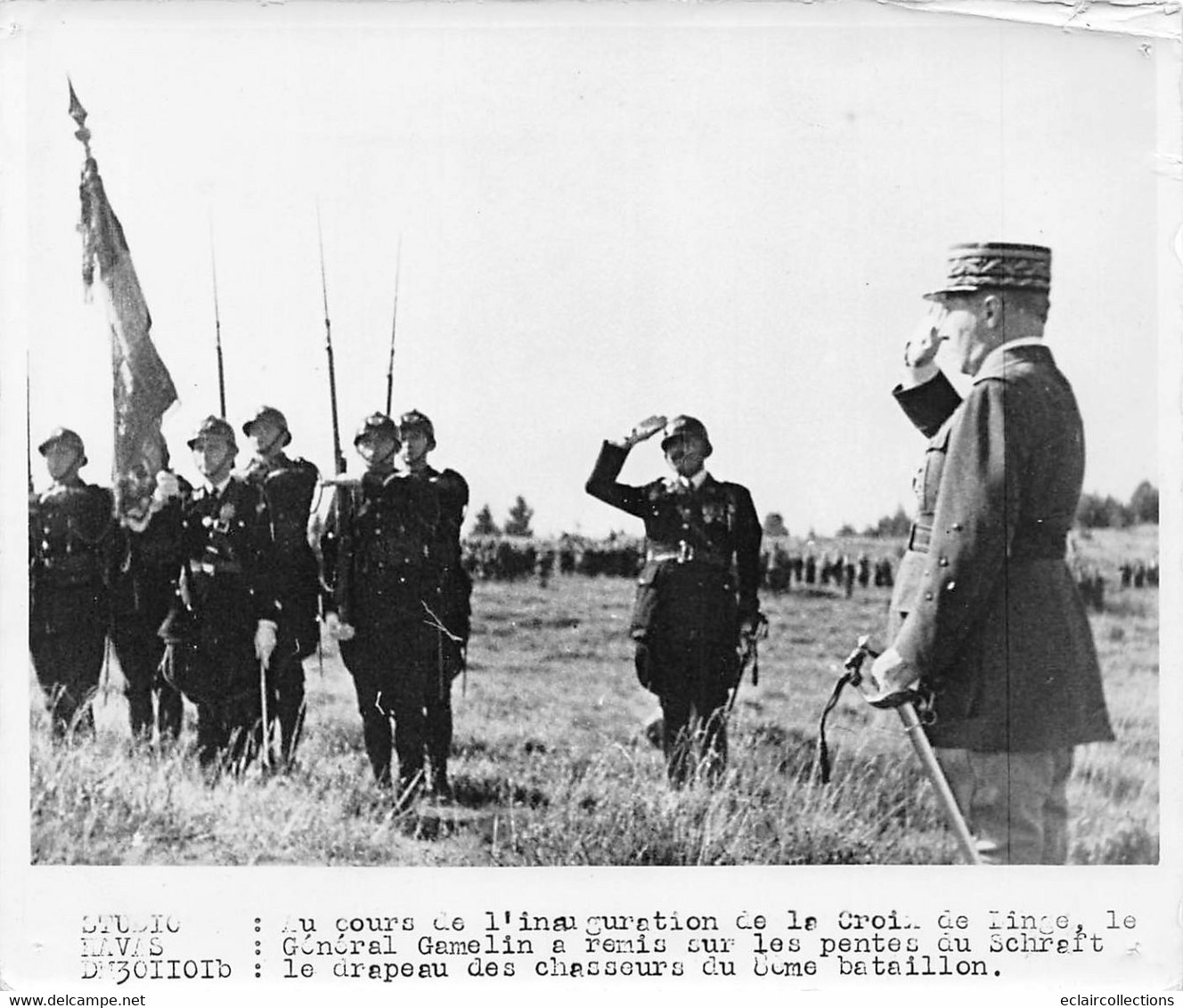 Photographie:  Inauguration De La Croix De Linge En 1939 Par Le Général Gamelin  (voir Scan Et Commentaires) - Other & Unclassified