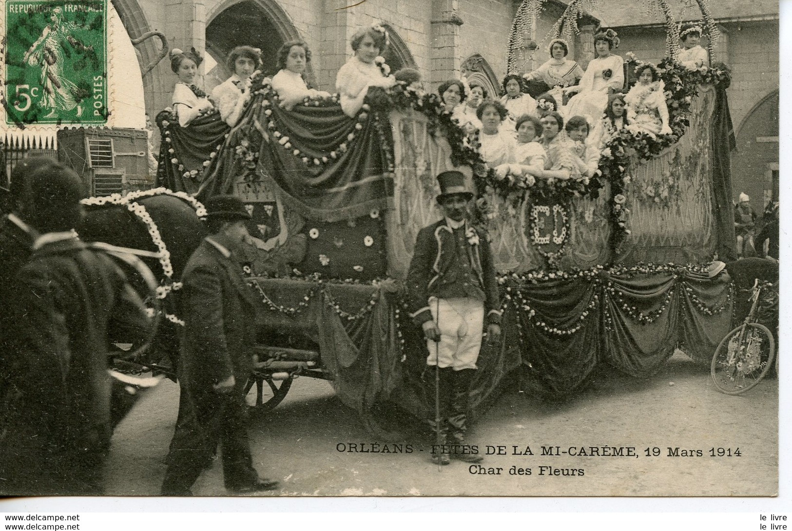 CPA 45 ORLEANS. FETES DE LA MI-CAREME 19 MARS 1914 CHAR DES FLEURS - France - 1914 - Réceptions