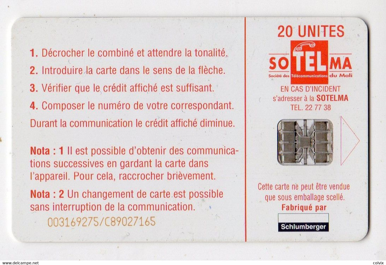 MALI REF MV CARDS MAL-34 20U VERS LE MARCHE - Mali