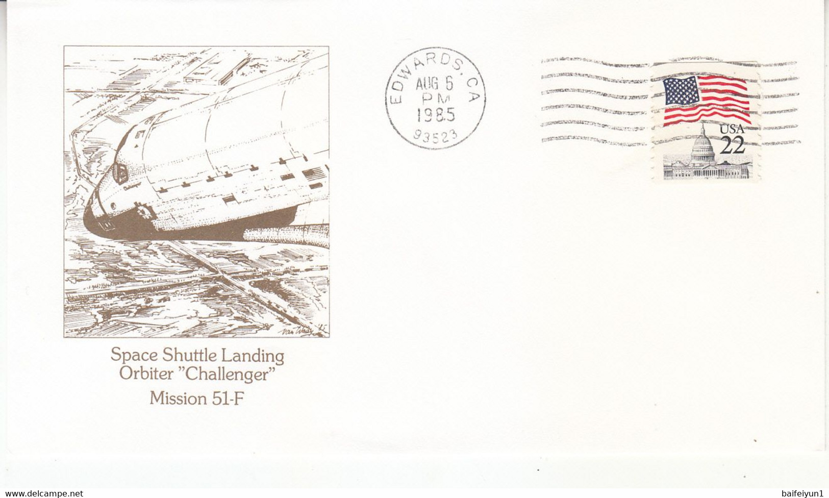 1985 USA  Space Shuttle Challenger STS-51F Mission And Landing Commemorative Cover - Nordamerika