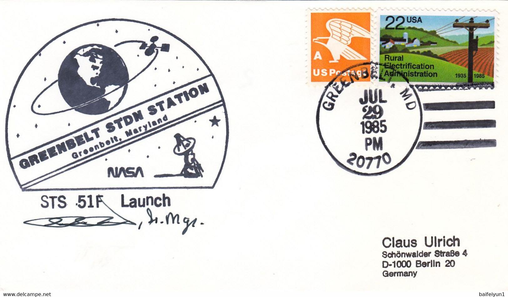 1985 USA  Space Shuttle Challenger STS-51F Mission And Greenbelt STDN STATION Commemorative Cover - Nordamerika