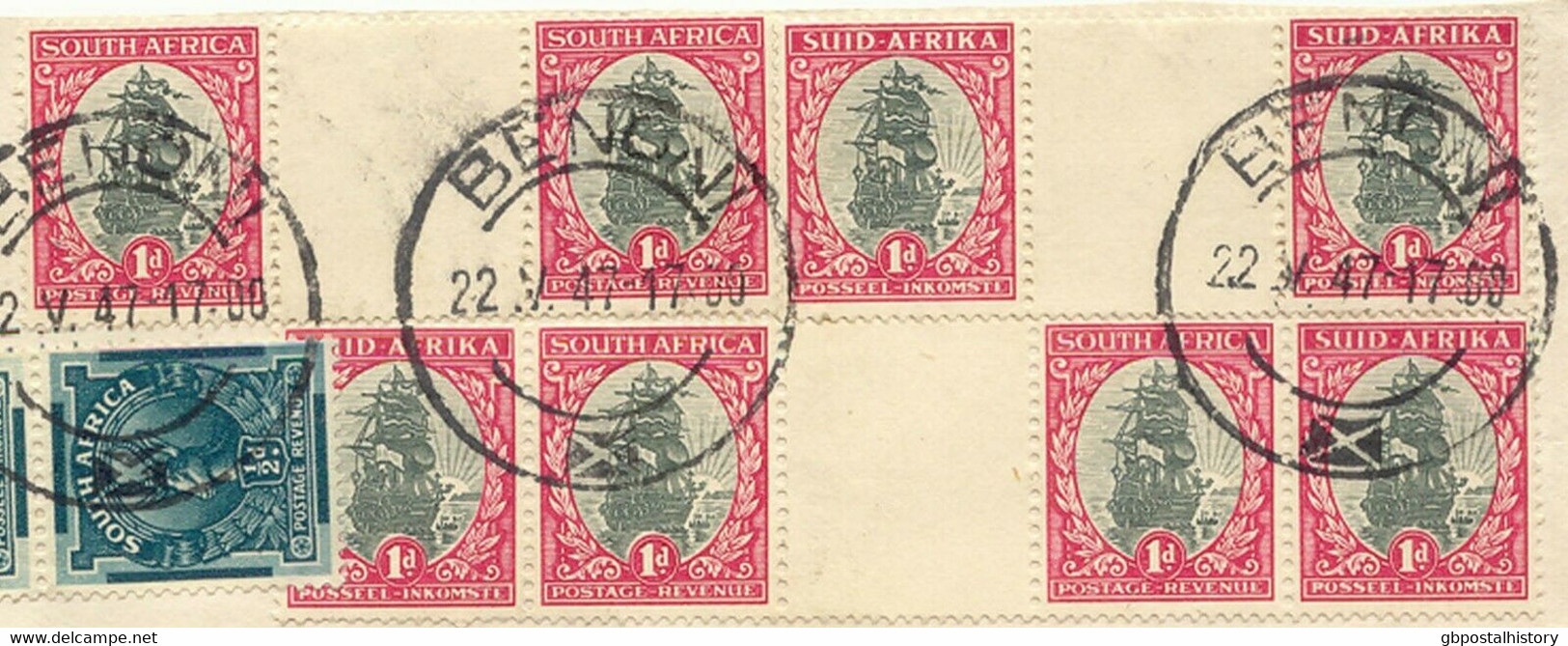 SOUTH AFRICA 1947 VF Early After War AIRMAIL Cover From BENONI THREE GUTTERPAIRS - Luftpost