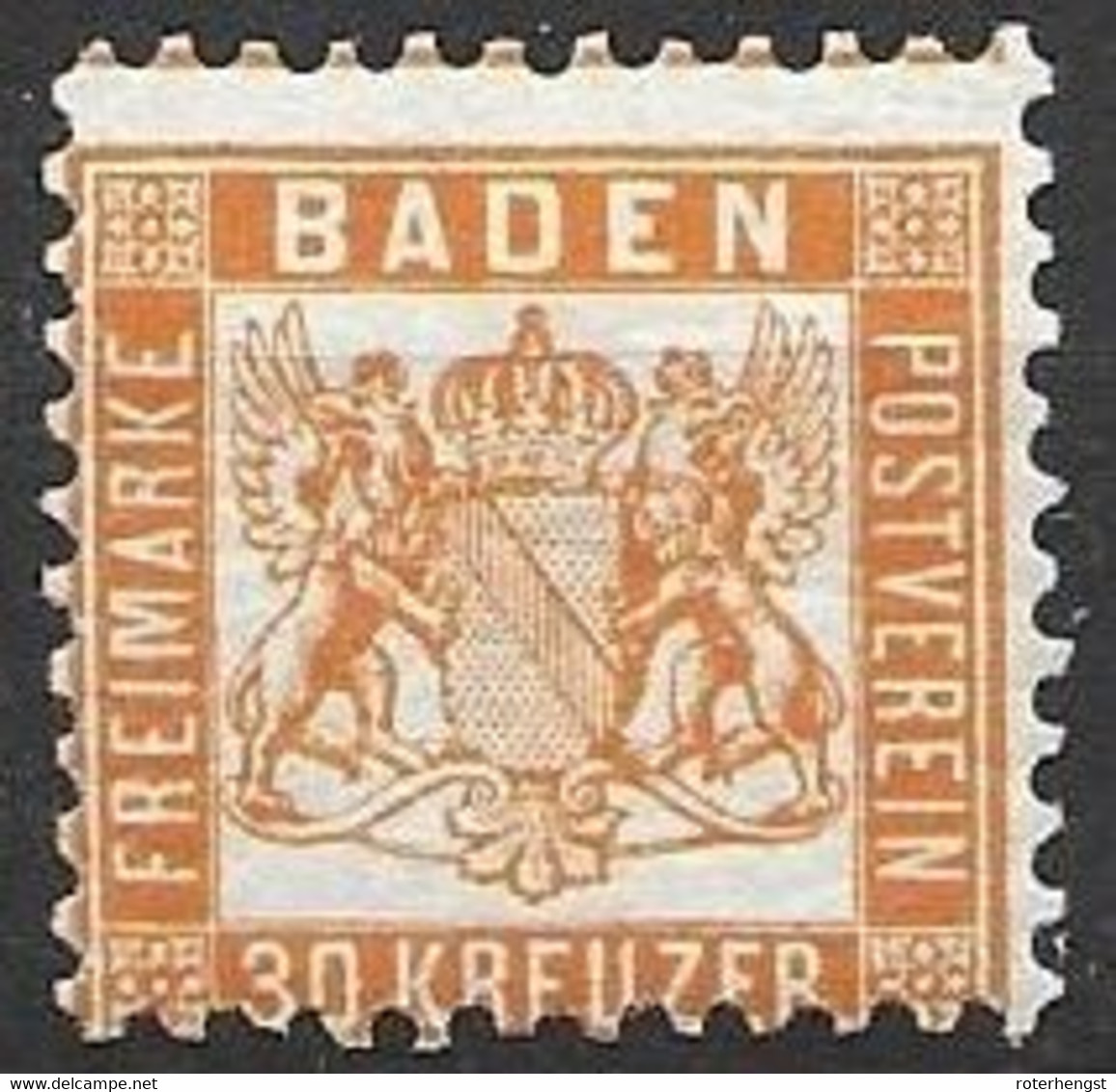 Baden Mint Hinged * Lebhaftgelborange (not Dunkelgelborange) 180 Euros Original Gum Michel 22a - Ungebraucht