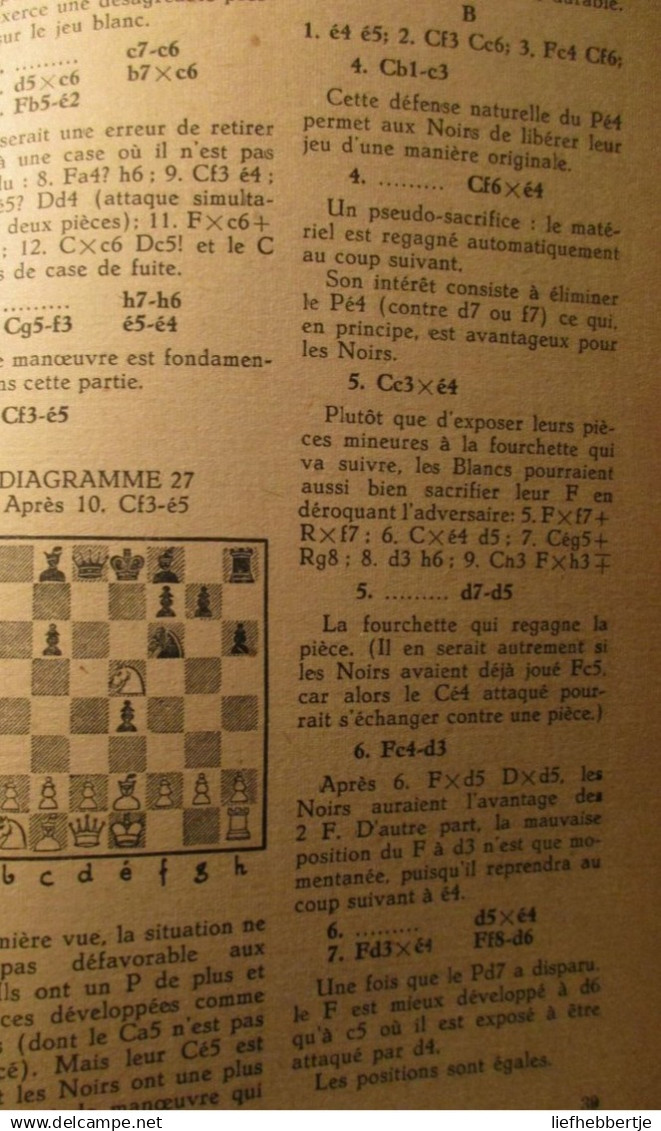 Le Jeu D'échecs - Manuel Du Débutant - Par M. Defosse Et F. Van Seters - 1944 - Antiquariat