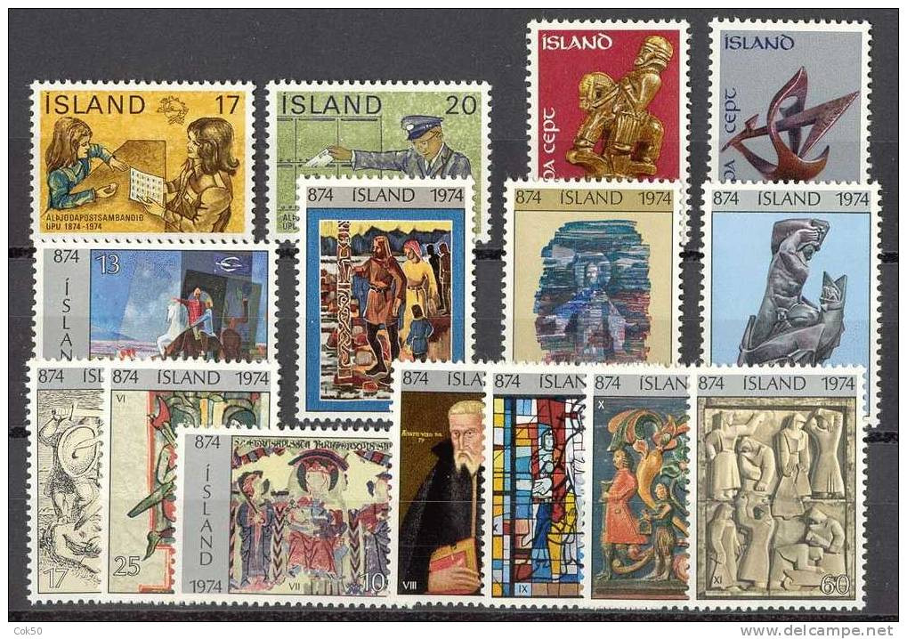 ICELAND - Full Year 1974 (Michel # 485-99) - Perfect MNH Quality - Full Years