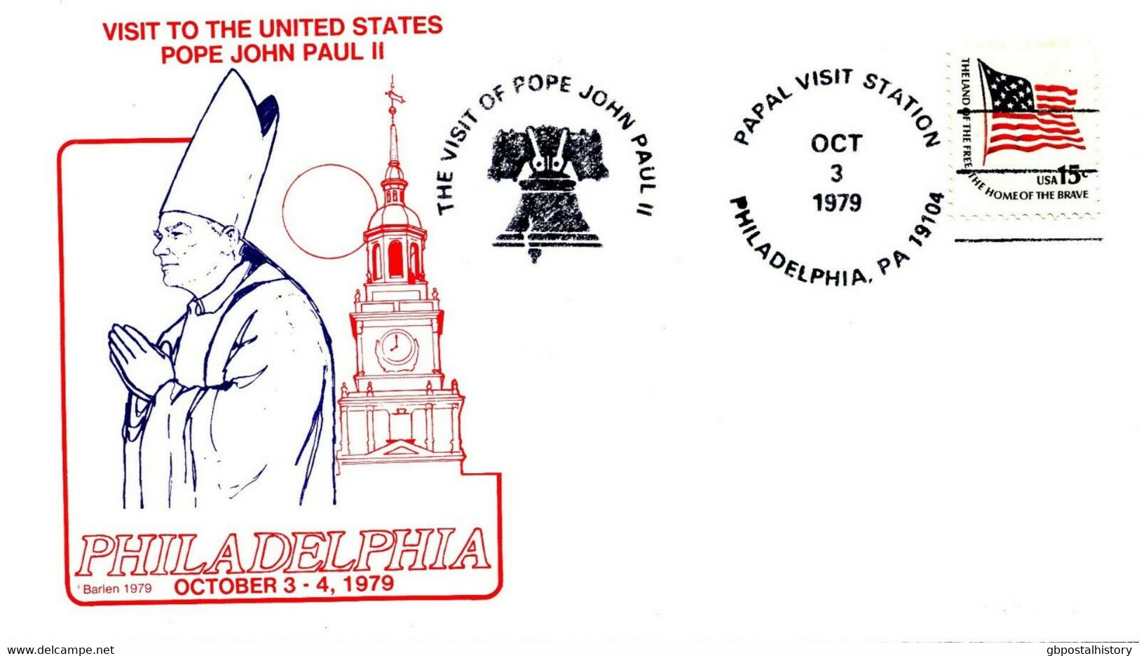 USA 1979 Papstreise USA -PAPAL VISIT STATION / PHILADELPHIA, PA 19104 Superb Cvr - Storia Postale