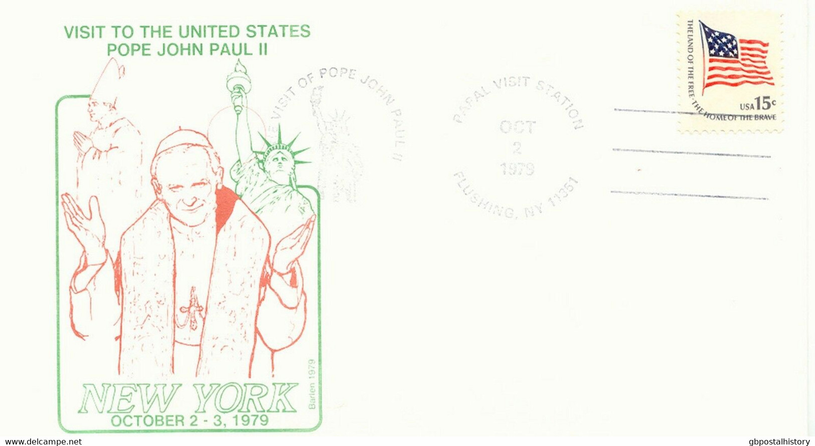 USA 1979, Papstreise USA 1. Okt. - 7. Okt. Kpl. Satz Von 7 Belege M Versch. ESST - Covers & Documents