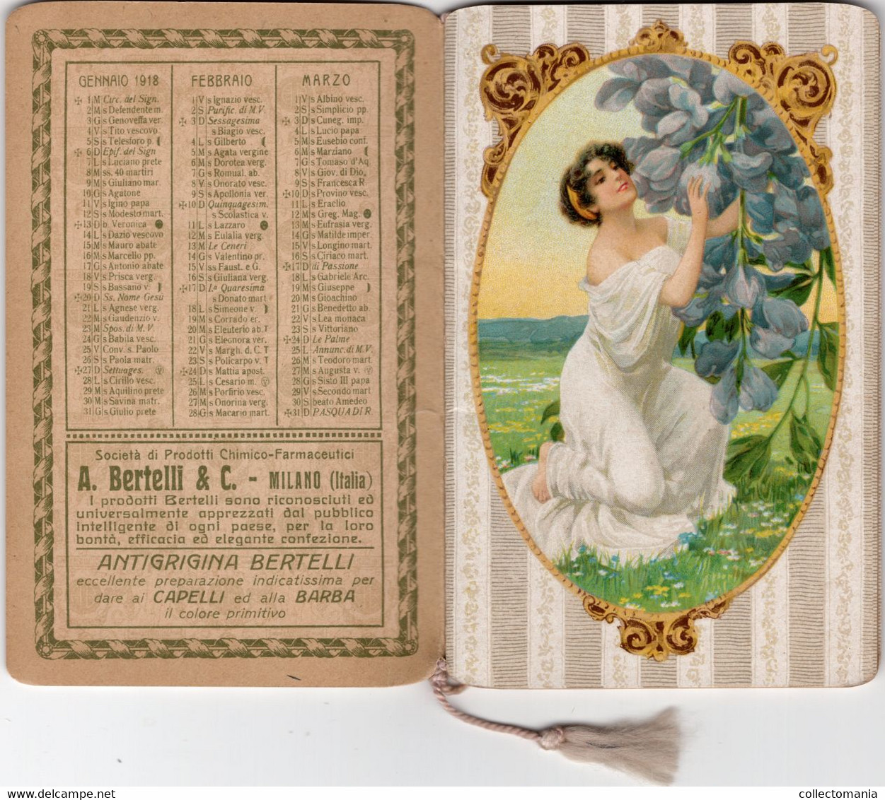 1 Carnet  Booklet  PARFUM Bertilli  Calendrier Almanacco 1918  Al Profumo Rosa  Bertelli - Zonder Classificatie