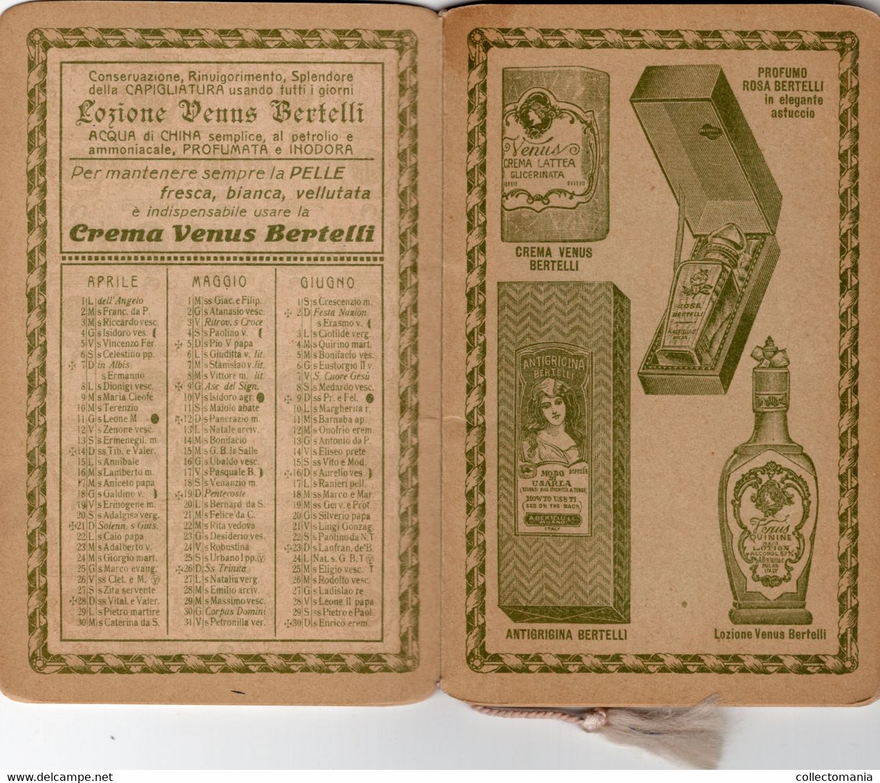 1 Carnet  Booklet  PARFUM Bertilli  Calendrier Almanacco 1918  Al Profumo Rosa  Bertelli - Zonder Classificatie