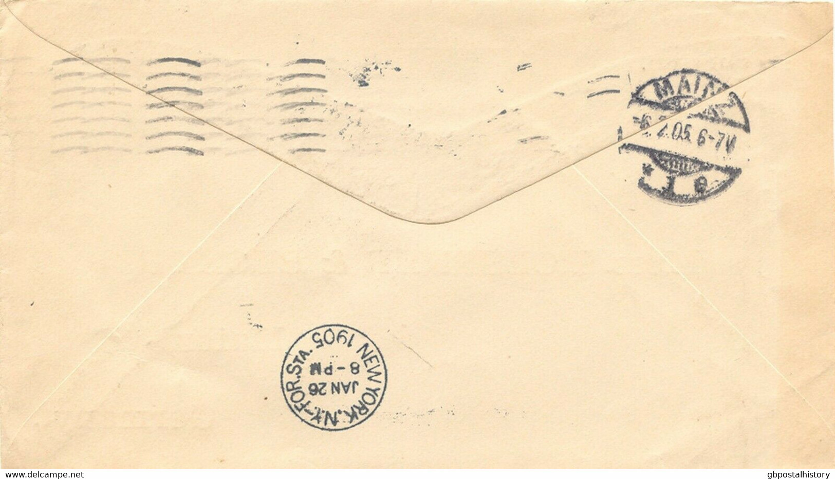 USA 1905 5C Blau Lincoln Als EF Kab.-Schiffspostbrief Per S/S CAMPANIA N MAINZ - Brieven En Documenten