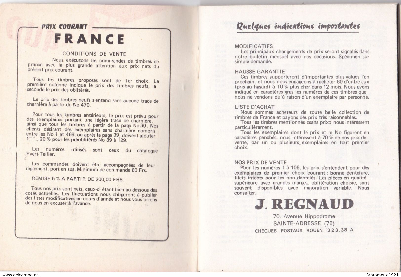 CATALOGUE COTATION TIMBRES FRANCE/JEAN REGNAUD  (DIL295) - France