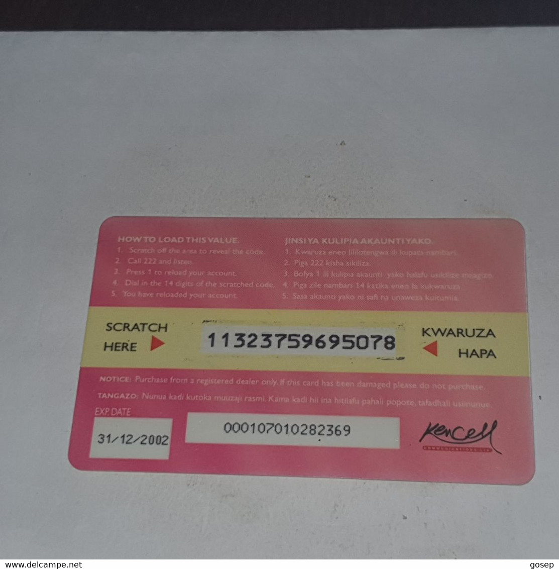 Kenya-(ke-ken-ref-007)talk Card-yes-(26)(600kshs)(11323759695078)(Different Color Back)-used Card+1card Prepiad Free - Kenya