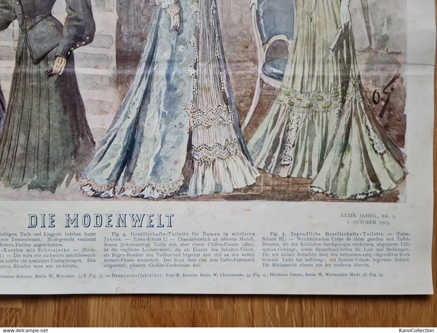 Die Modenwelt, Farb-Doppelseite Mit 5 Damen In Neuester Mode, Jahrgang, Nr. 1, 1. Oktober 1903 - Literatur