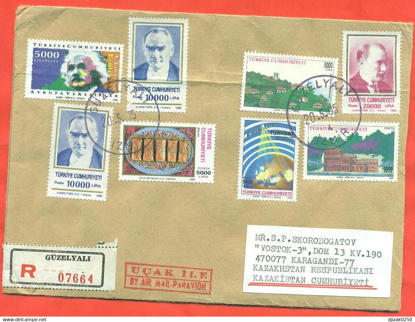 Turkey 1995. Registered Enveloppe Has Passed The Mail. Airmail. - Briefe U. Dokumente