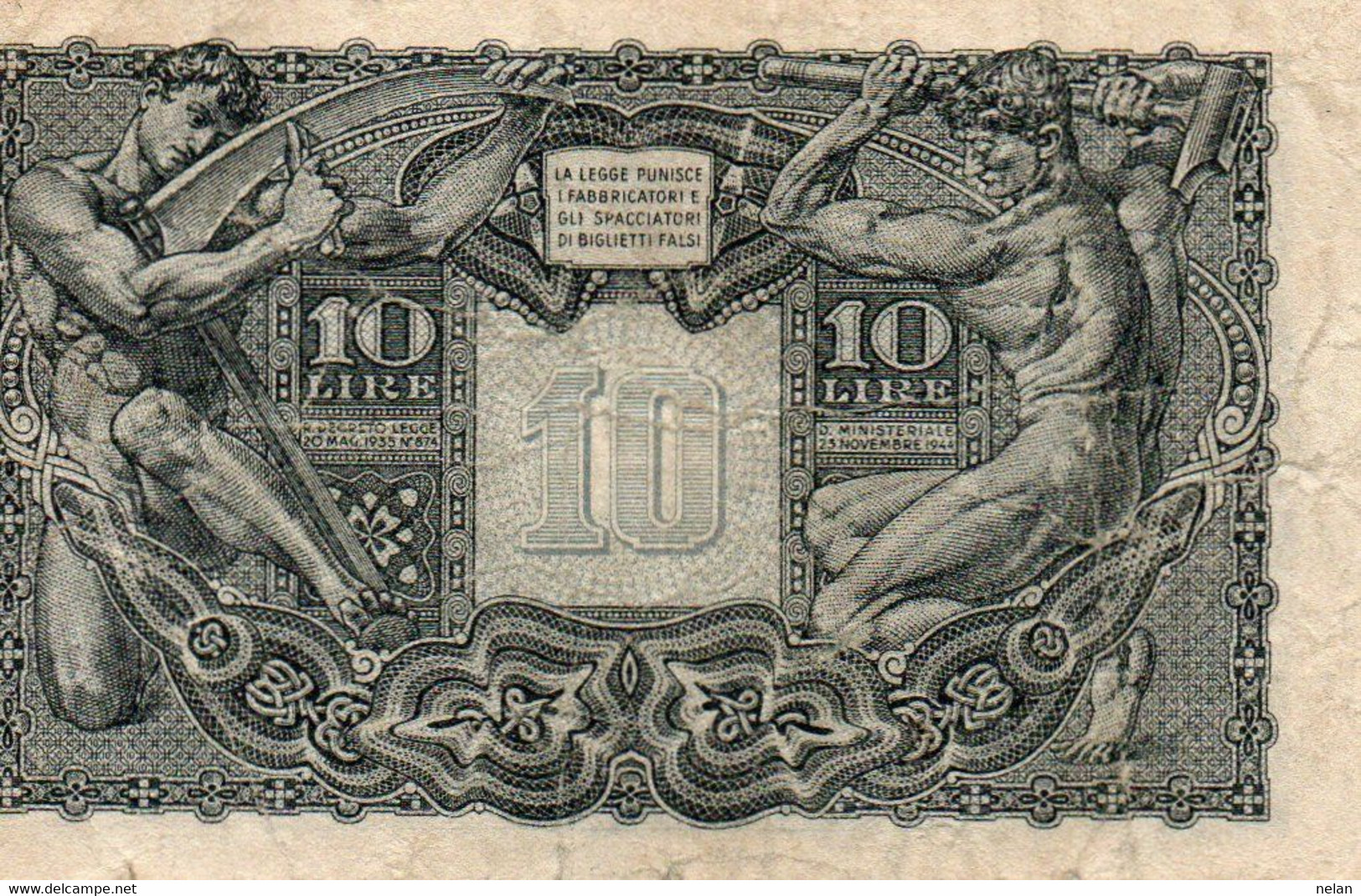 ITALIA 10 LIRE 1944 P-32a   VF+ - Italia – 10 Lire