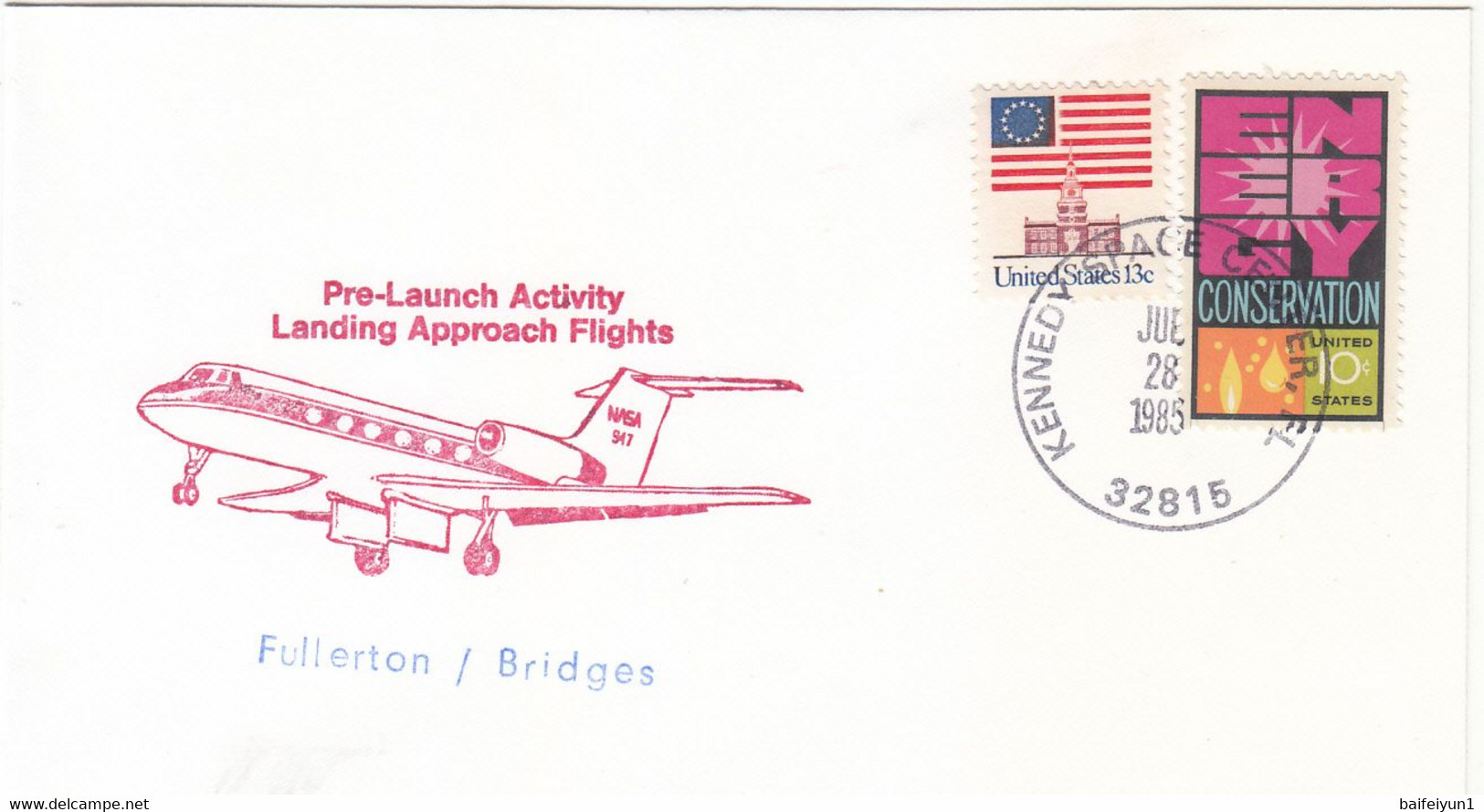 1985 USA  Space Shuttle Discovery STS-51G Mission And Landing Approach Flight  Commemorative Cover - América Del Norte