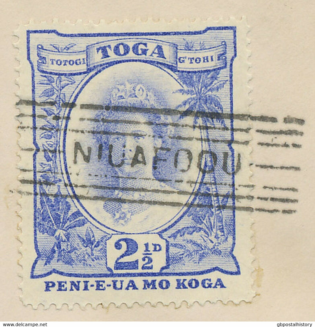 TONGA 1934 2 1/2 D Queen Salote (SG 59a Variety Recut "2 1/2") TIN-CAN-MAIL USA - Tonga (...-1970)